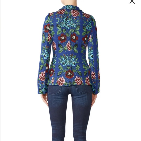 $340 Aldomartins Blue Knit Floral Blazer - Picture 3 of 10